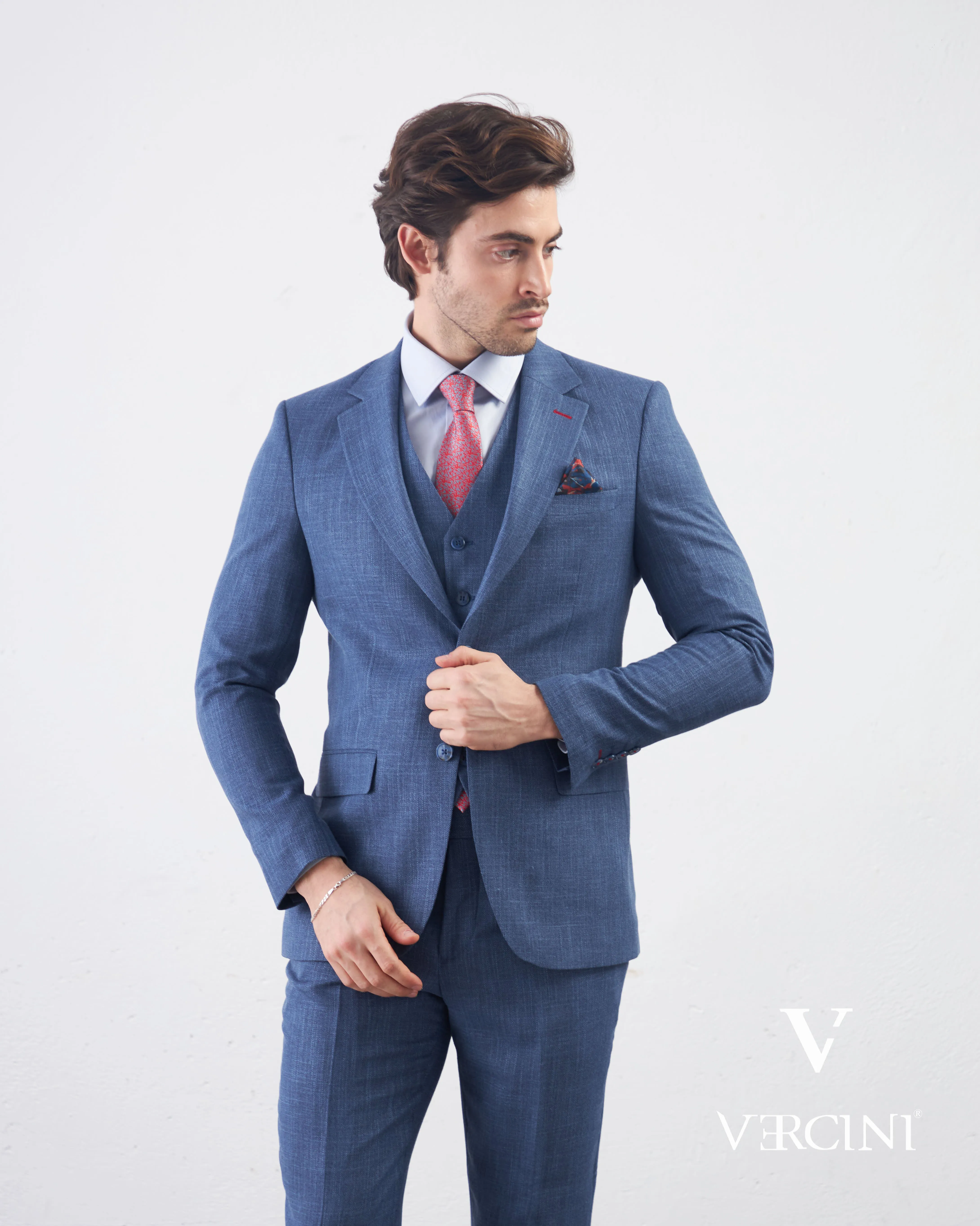 Vercini Azure Serenity Deluxe Three-Piece Men's Suit