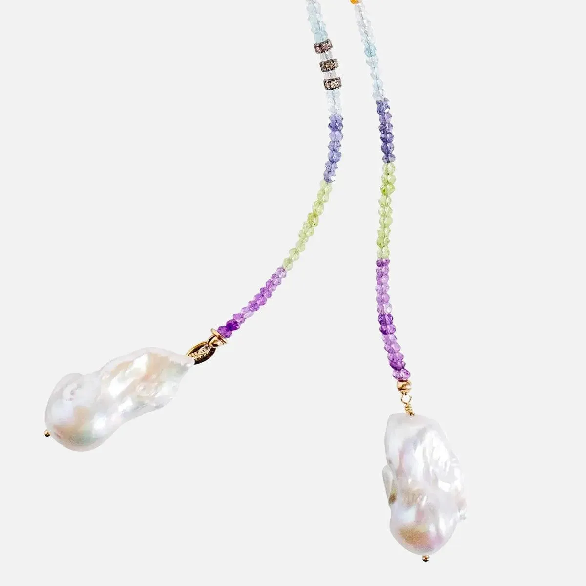 Water Ice Diamond Baroque Pearl Lariat