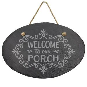 Welcome to Our Porch Oval Slate Decor