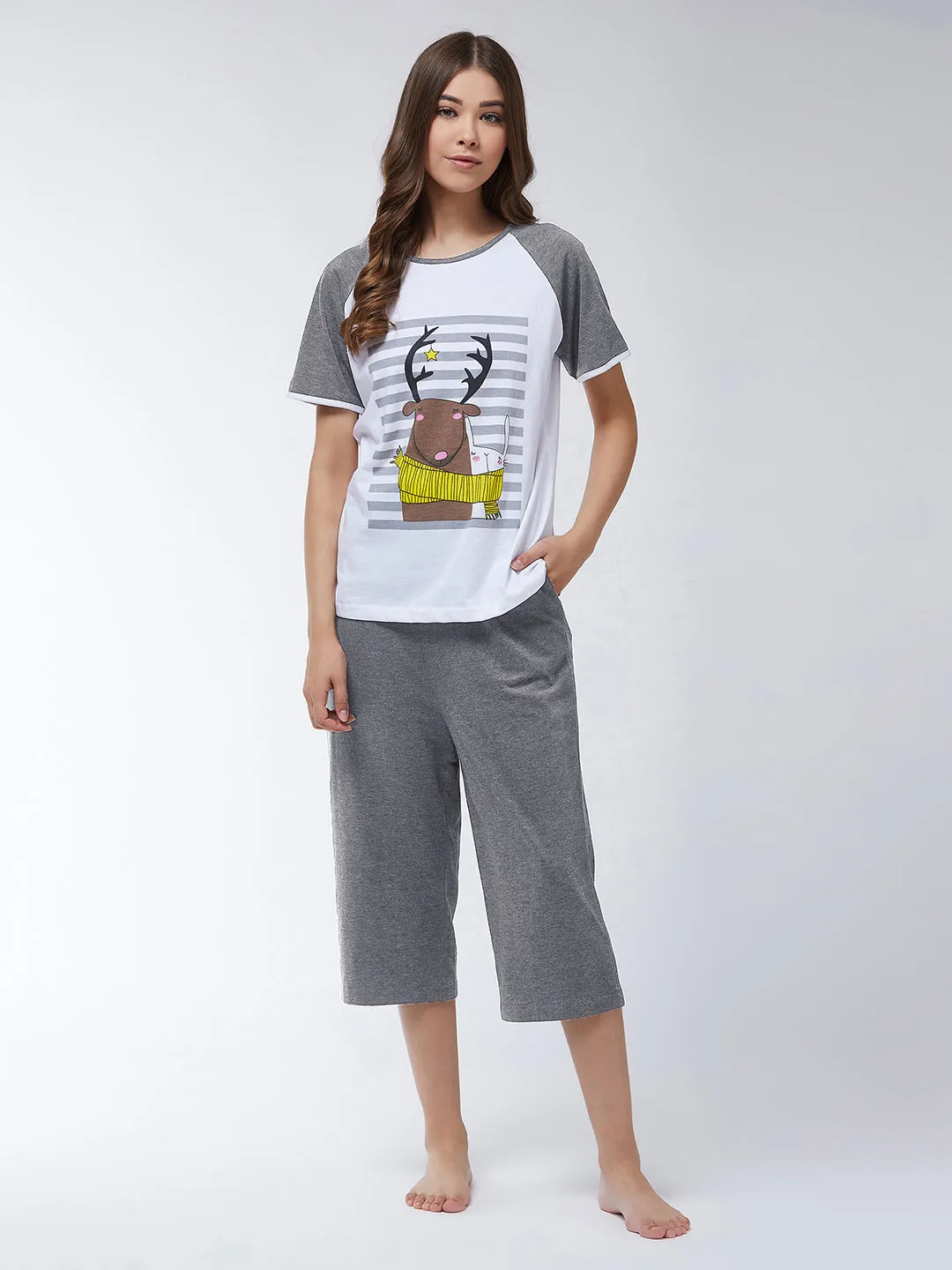 Women's charcoal gray Regular length Solid Capri